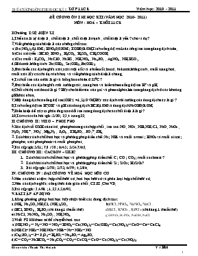 Đề cương ôn thi học kì I (năm học 2010 - 2011) môn Hoá Khối 11